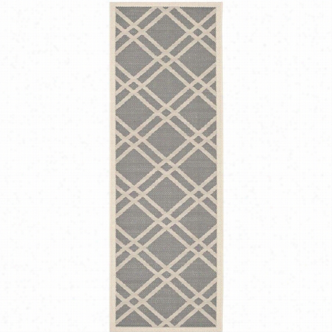 Safavieh Courtyard Anthracite Indoor Exterior Rug  -runner 2'4 X 10'