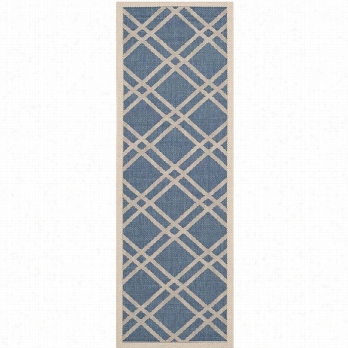 Safavih Courtyard Azure Indoor Outdoor Rug - Runner 2'3 X 10'