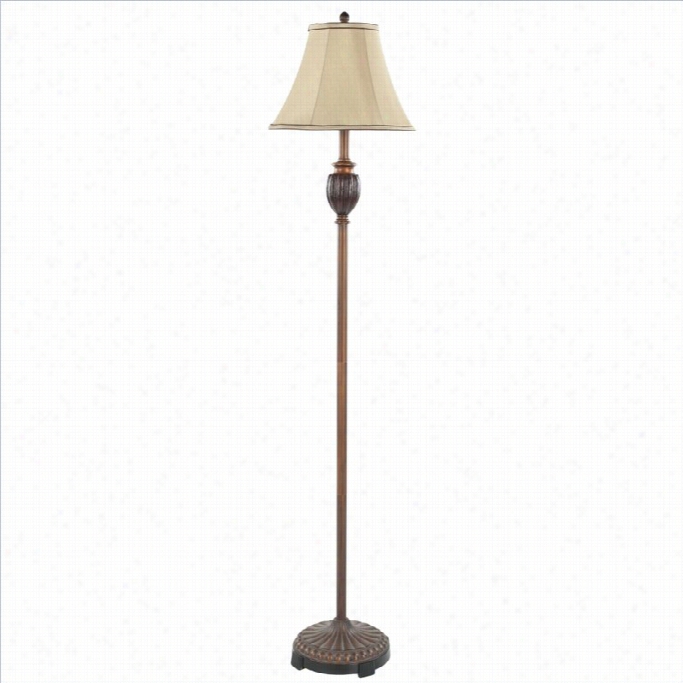 Safavihe Polyresin Floor Lamp In Red With Beige Shade