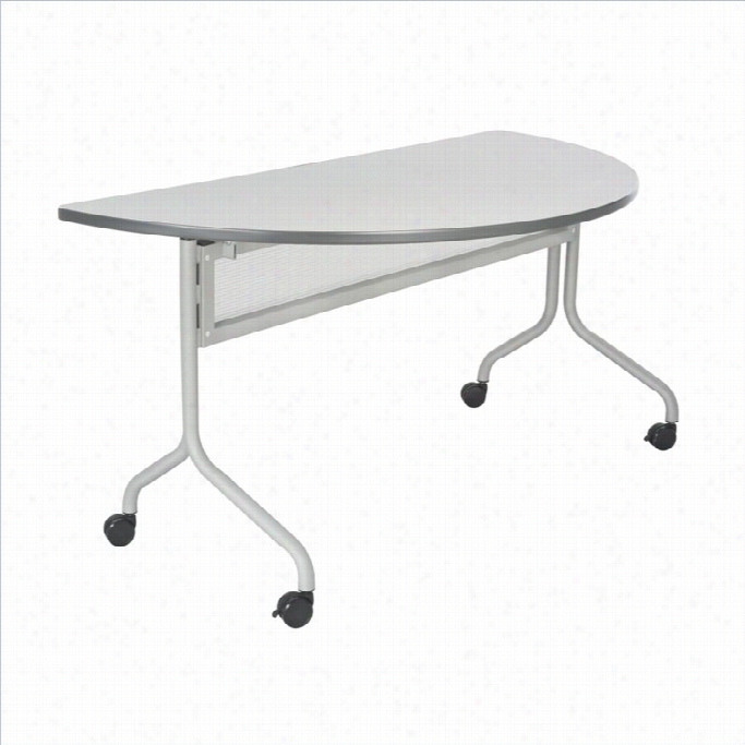 Safco Extempore Mobile Training Table Half Round Top 48x24 In Gray