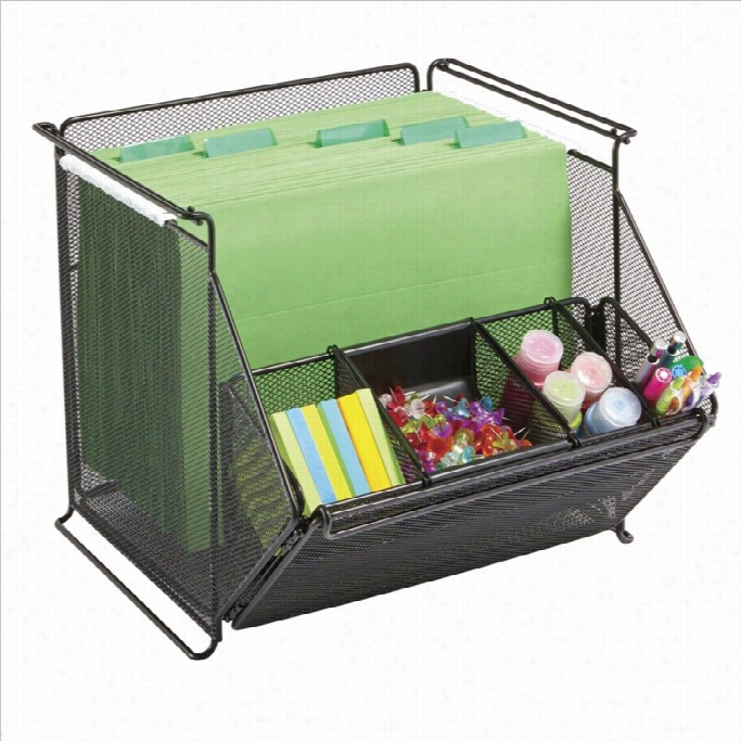 Safco Onyx Stackable Mesh Storage Bins In Black