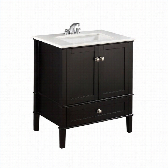 Simpl Ihome Chelsea 31 Bath Vanity With Quartz Marble Top In Black