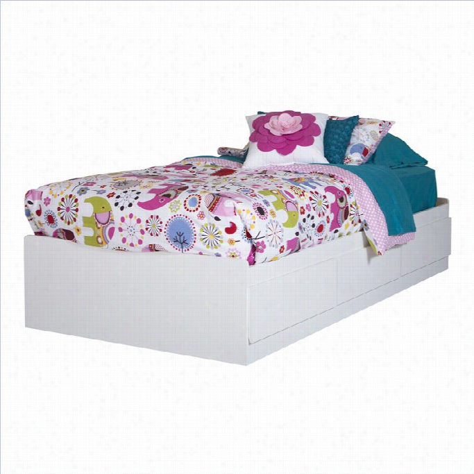 South Shore Vito Twin Mates Bed With 3 Drawers In Pure White