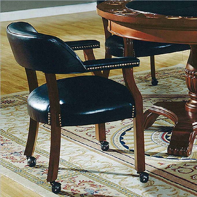 Steve Silver Company Tournament Box Seat Black Vinyl Arm Chair With Casters