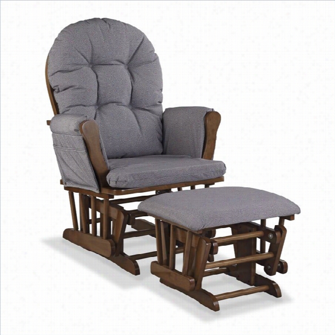 Stork Craft Hoo Pcustom Glider And Ottoman In Dove Brown And Slate Gray