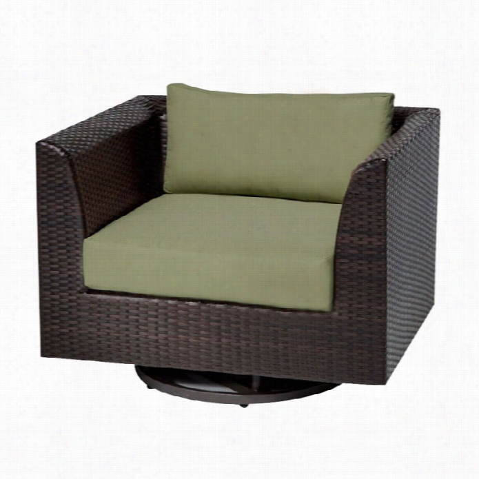 Tkc Barrbados Outdoor Wicker Swivel Chair In Cilantro