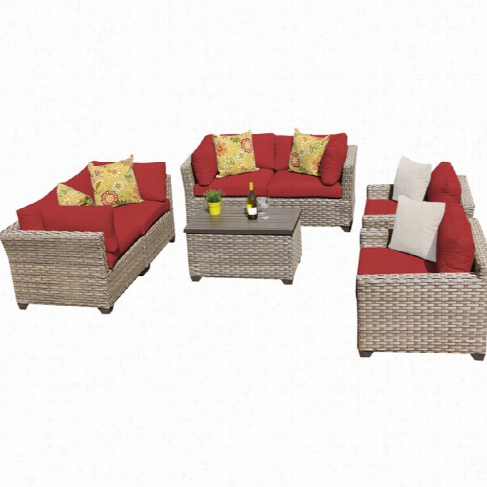 Tkc Monterey 7  Piece Outdoor Wicker Sofa Concrete In Teerracotta