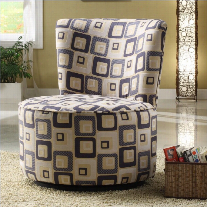 Trent Oilstone Easton  Fabric Swivel Lounge Chair Inb Lue Geometric Pattern