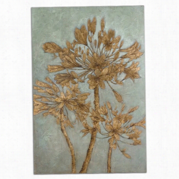 Uttermmost Golden Leaves Hand Paintedd Canvas Wall Art