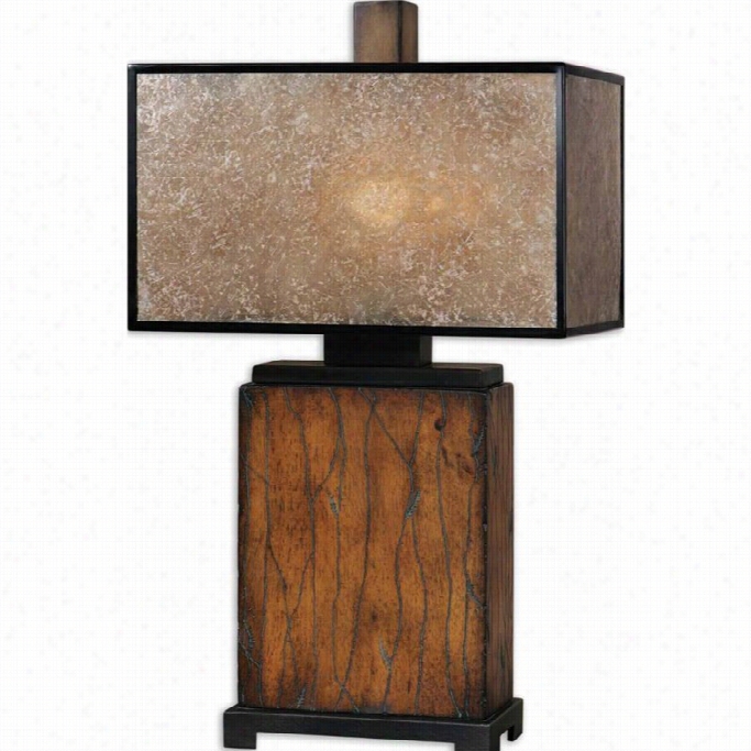 Uttermost Sitka Wood Table Lamp In Disstressed Rustic Mahogany