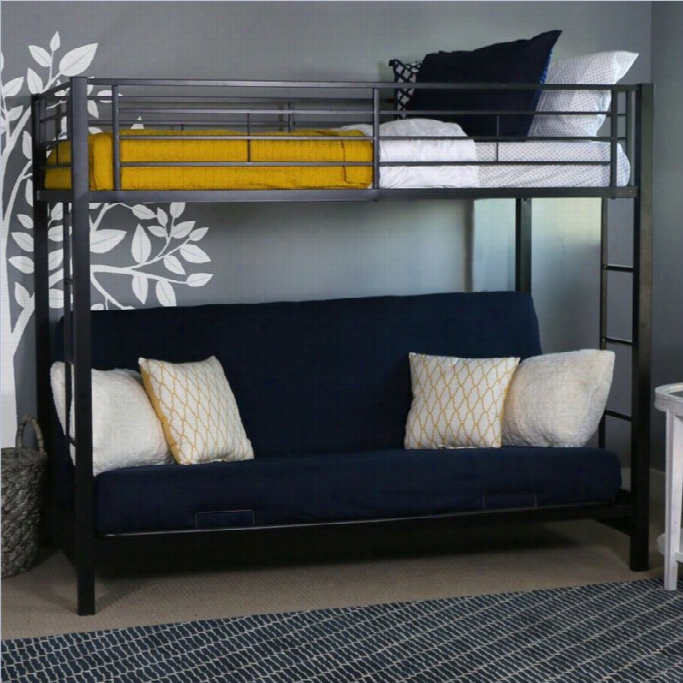 Walker Ediison Sunset Metal Twin C~ing Futon Bunk Bed Frame In Black