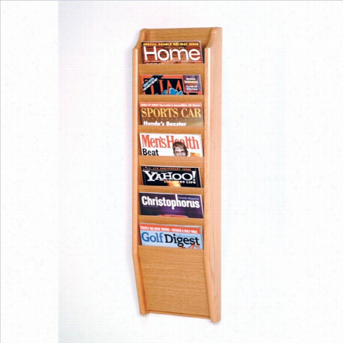 Wooden Maller 7 Pocket Magazie Wall Rack In Light Oak