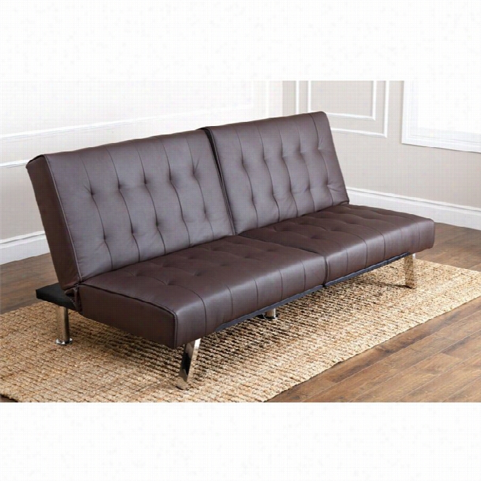 Abbys Attached Living Caldwell Faux Leatther Convertible Sofa Indark Brown