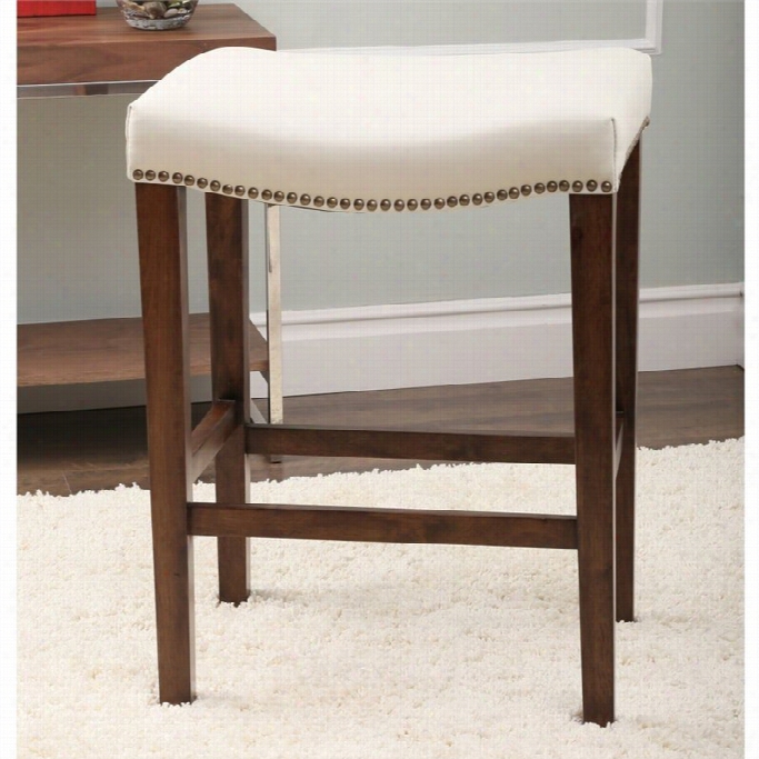 Abbyson Living Monica Pedersen 26 Leather Counter Stool In Ivory