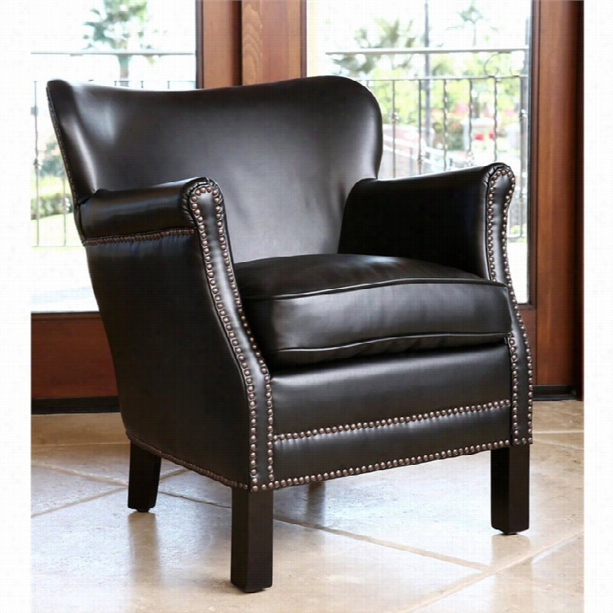 Abbyson Livnig Sienna Leather Petite Accet Chair In Black