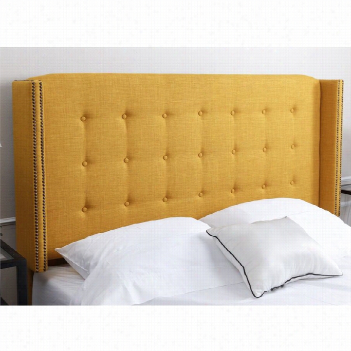 Abbyson Living Tafton Tufted Llinen Full Queem Headboard In Yellow