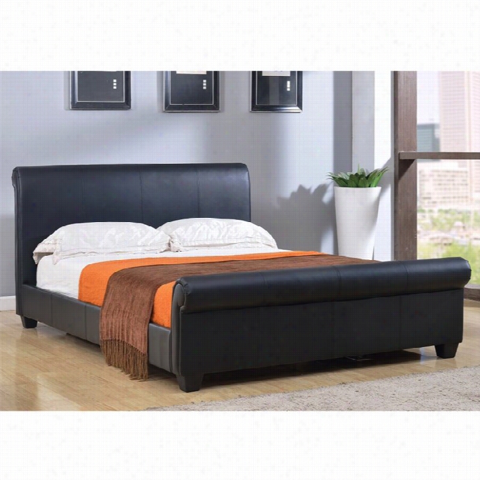 Abbyson Living Tamma Faux Leather Full Sleigh Bed In Black