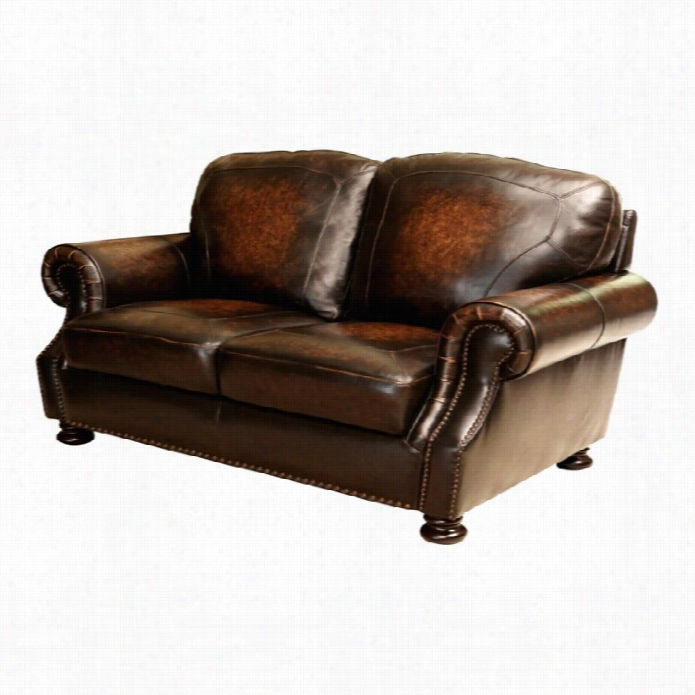 Abbyson Living Tannington Leather Loveseat In Brown