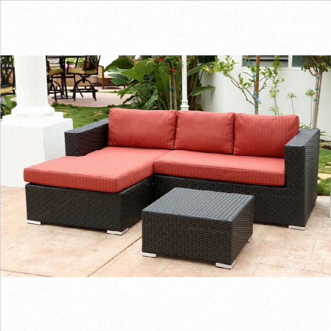 Abbyson Living Ventura Outdoor Wicker Sectional And Table Set In Black