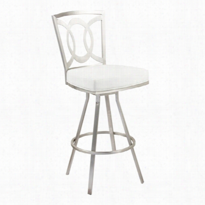 Armen Living Drake 30 Contempofary Swivel Bar Stool In White