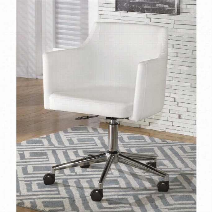 Ashley Baraga Faux Leather Adjustable Service Swive Chair In White
