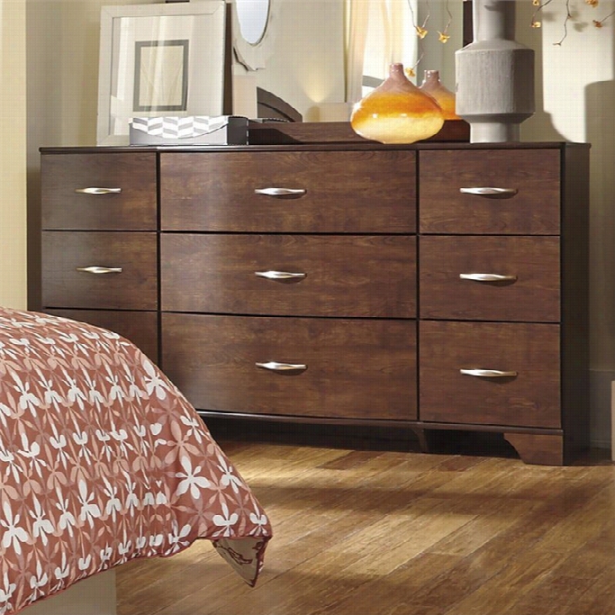 Ashley Gennaguire  9 Drawer Wood Triple Dresser In Brown