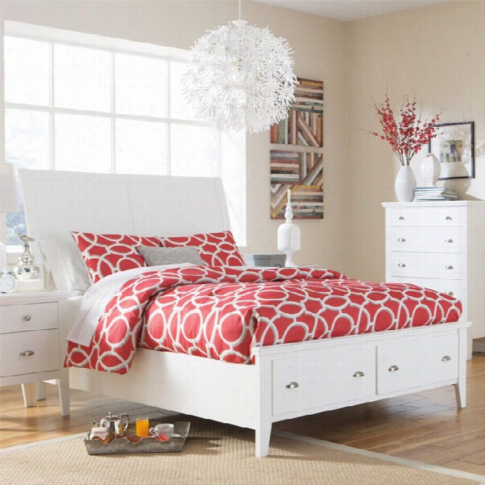 Ashley Langlor Forest Sleigh Drawer Bed In White