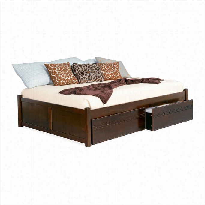 Atlantic Furniture Harmony Platform Bed With Flat Panel Footboard In Antiq Ue Walnut-twin