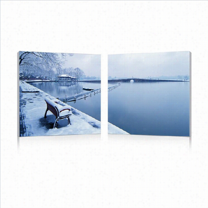 Baxton Studio Wintry Wonnder Mounted Print Diptych In Multicolor