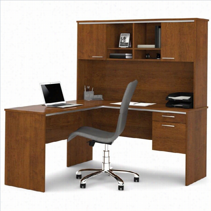 Bestar Lare L-shaped Workztation In Tuscany Brown