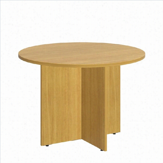 Bush Bb F42w Round Conference Table - Wood Base In Moden Cherry