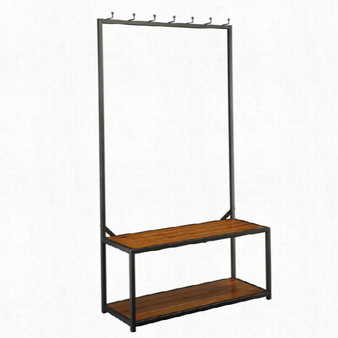 Carolina Classic Nora Metal Coat Rack Bench In Black