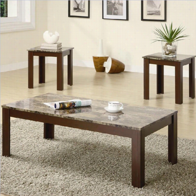 Coaster 3 Piece Occasio Nal Cocktail And Ed Table Set In Brown