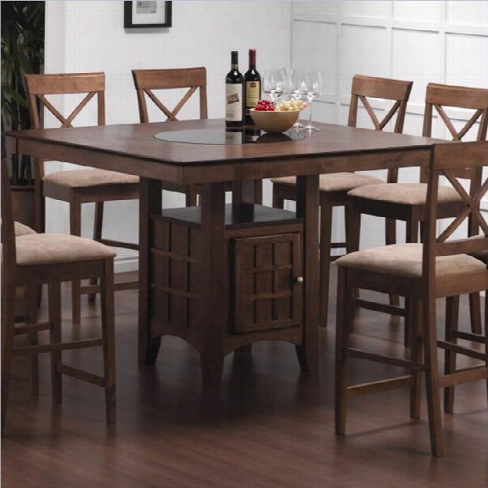 Cosater Hyde Counter Height Dining Table With Storage In Walnut