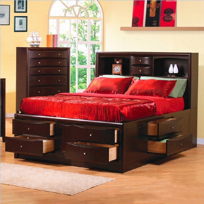 Coaster Phoenix Bookcase Storage Bed 2 Piece Bedroom Set In Cappuccino