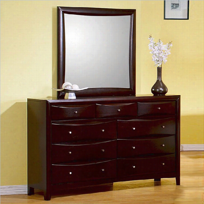 Coaster  Six Drawer Drsser And Mirror Set In Rich Cappuccino