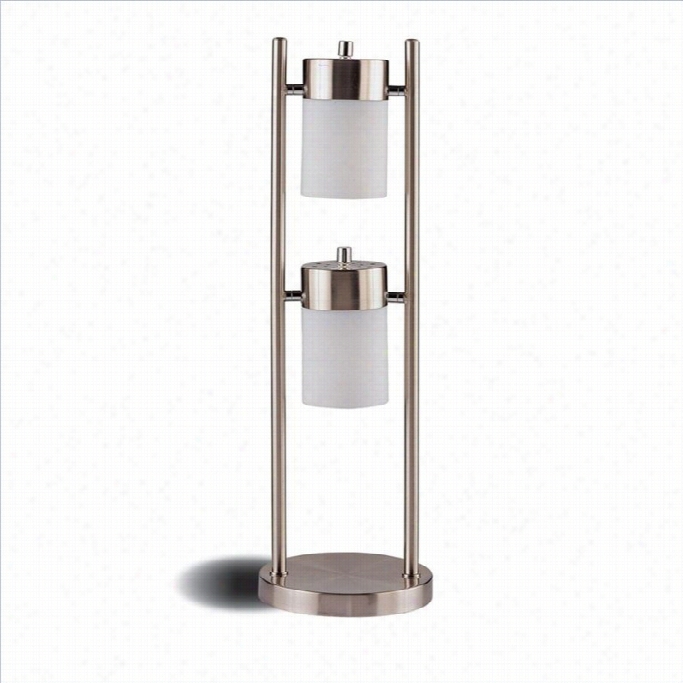 Coaster Table Lamp With White Fdosted Shades In Silver