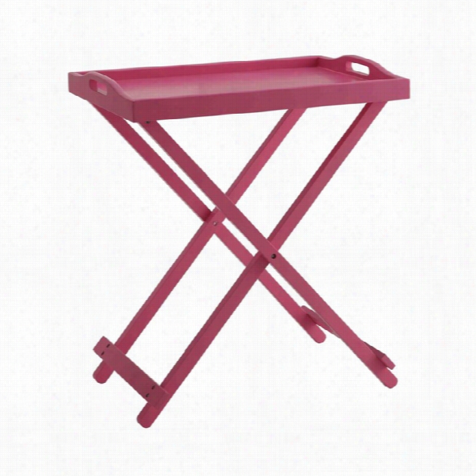 Convenience Concepts Designs2depart Folding Tra Ytable In Pink