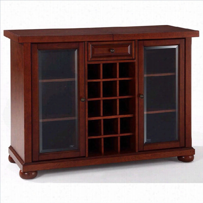 Crosley Alexandria Sliding Top Home Bar Cabinet In Vintage Mahogany