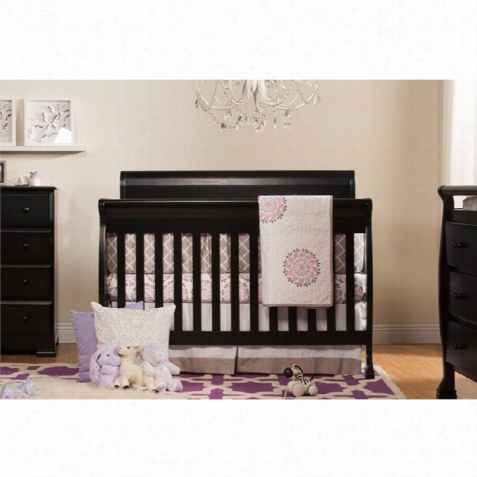 Davinci Kalani 4-in-1 Convertible Wood Baby Pilfer With Todlcer Rail Inn Ebony