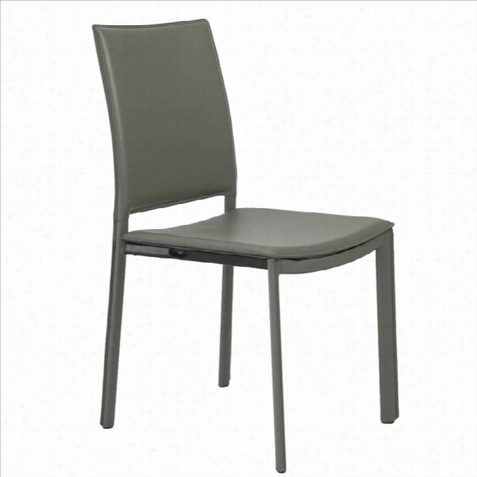 Eurostlye Kate Dining Chair In Gray Leatherette