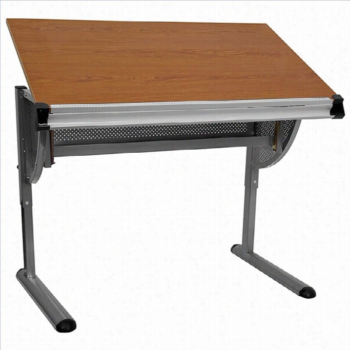 Flash Furniture Adjustable Drawing And Drafting Table In Pewter