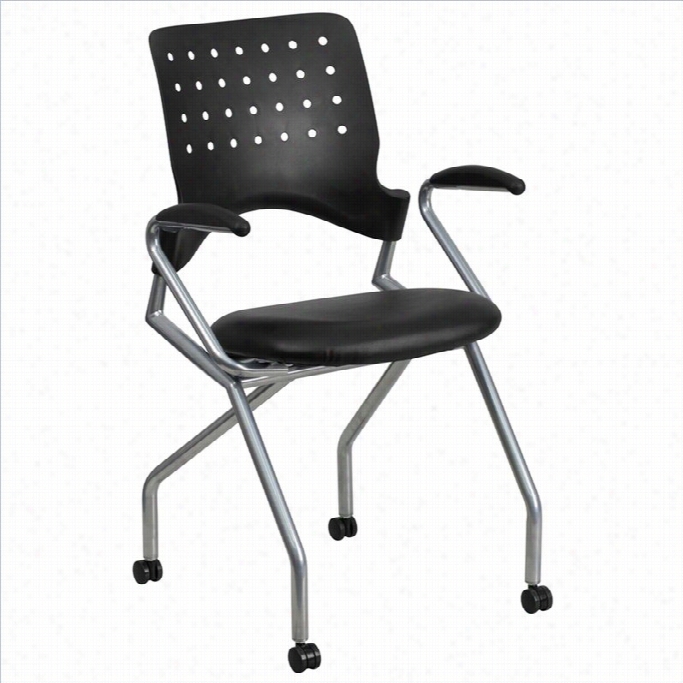 Flash Furniture Galaxxy Mobile Leatuer Nesting Folding Chair In Black