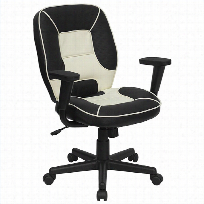 Flash Funriture Mid Back Executory Office Chair In Cream And Black