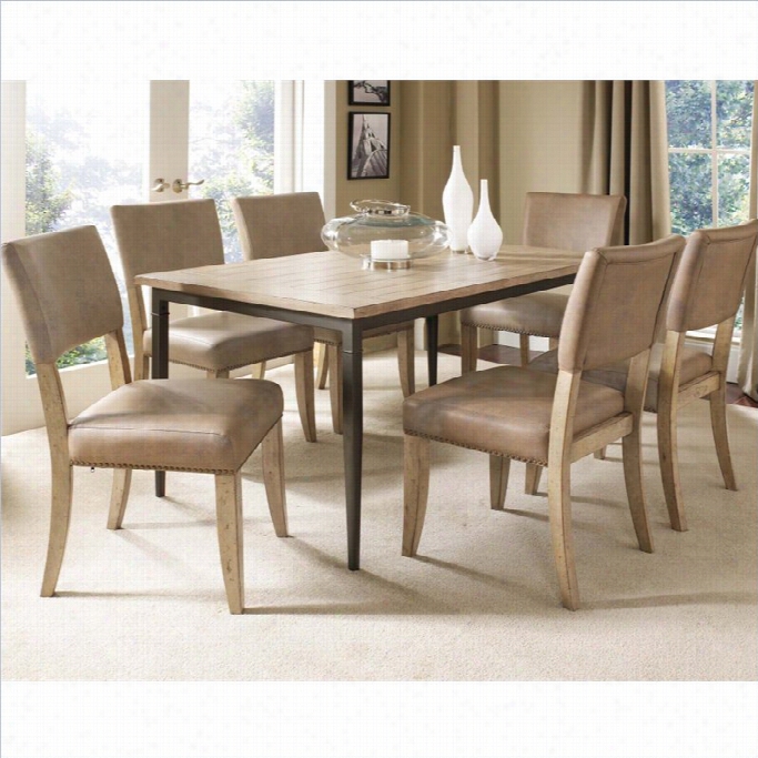 Hillsdale Charleston 7 Piece Rectangular Dining Arrange With Parson Chairs