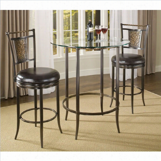 Hillsdale Parkside 3 Piece Bar Height Pub Table Set In Copper