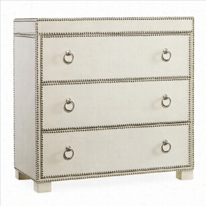 Hooker Urniture 3-drawer Nailhead Leather Accent Chest In White