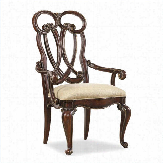 Hooker Furniture Grand Palais Splatb Ack Arm Dining Chair In Dark Walnut