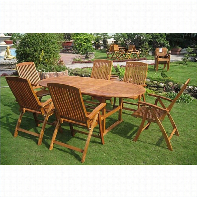 International Caravan Saragoss A7 Piece Woood Patio Dinings Et