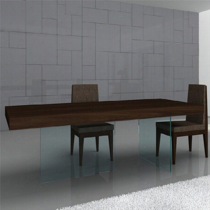 J&m Furniture Float Modern Wood Glass Leg Dining Table In Dark Oak